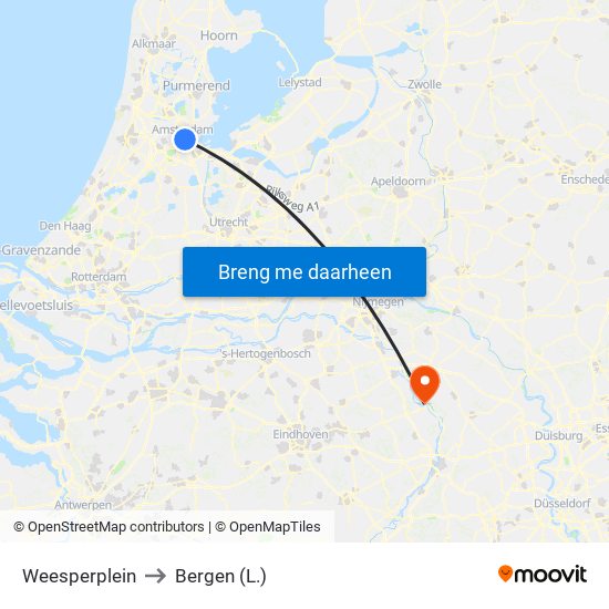 Weesperplein to Bergen (L.) map