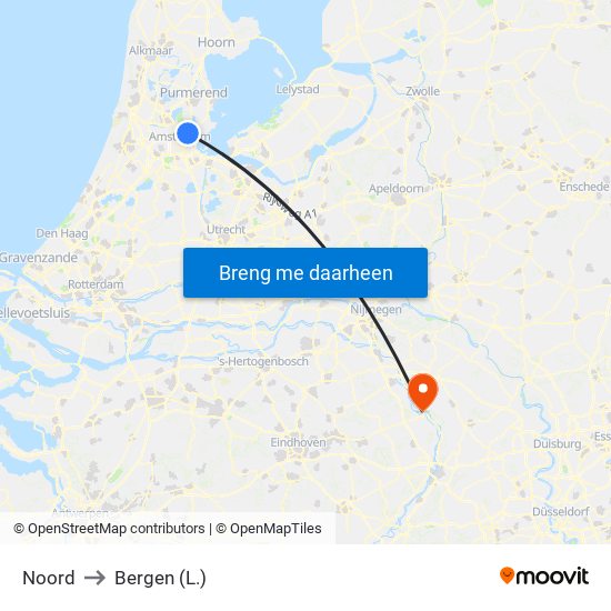 Noord to Bergen (L.) map