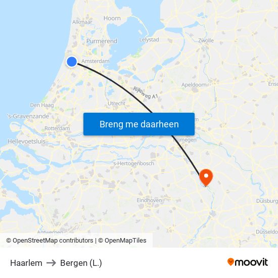 Haarlem to Bergen (L.) map