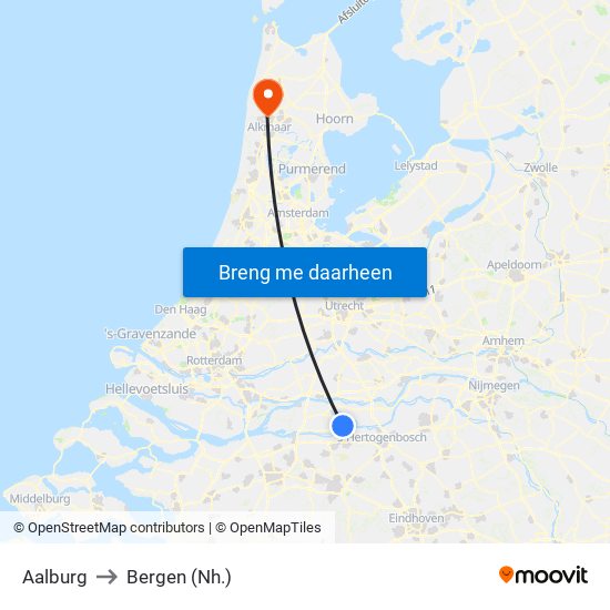 Aalburg to Bergen (Nh.) map