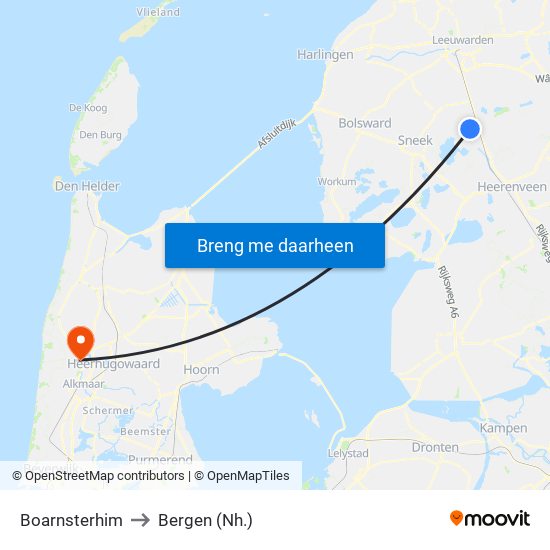 Boarnsterhim to Bergen (Nh.) map