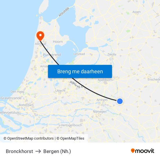 Bronckhorst to Bergen (Nh.) map
