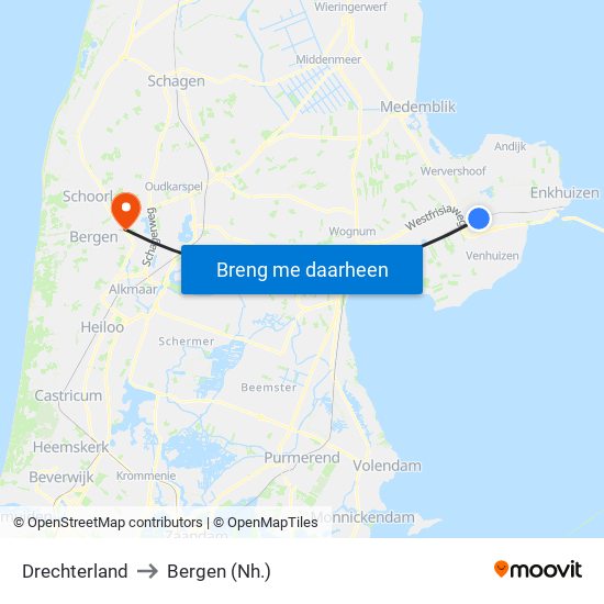 Drechterland to Bergen (Nh.) map