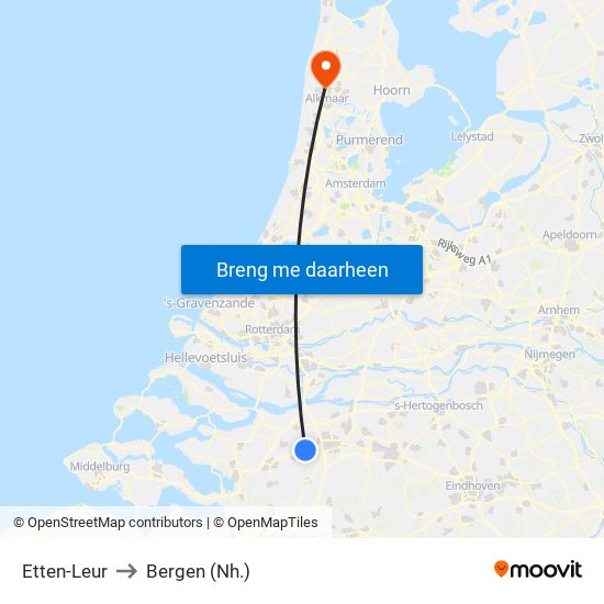 Etten-Leur to Bergen (Nh.) map