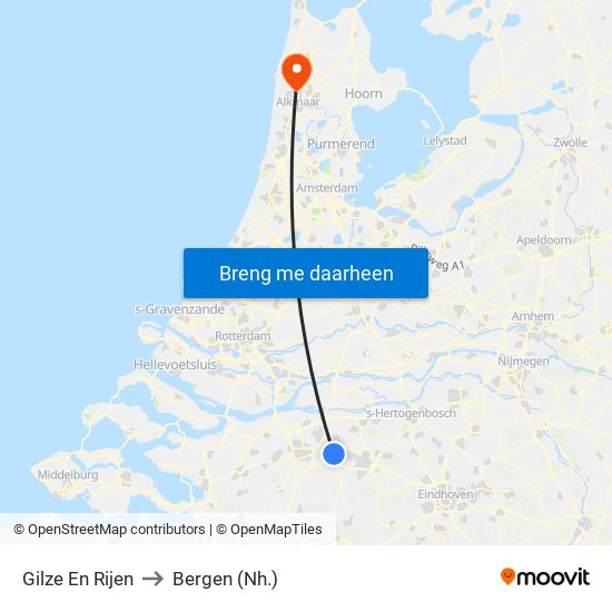Gilze En Rijen to Bergen (Nh.) map