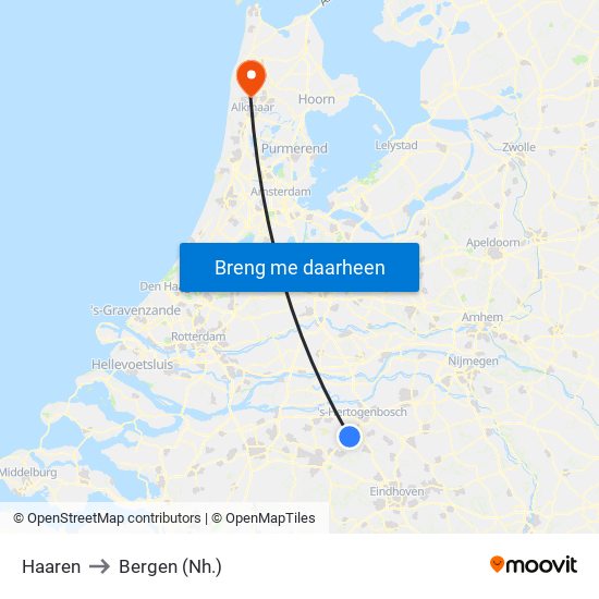 Haaren to Bergen (Nh.) map