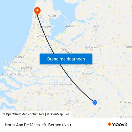 Horst Aan De Maas to Bergen (Nh.) map