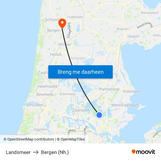 Landsmeer to Bergen (Nh.) map