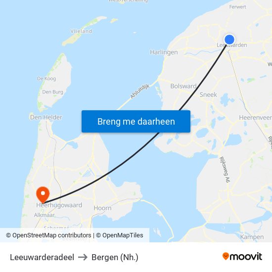 Leeuwarderadeel to Bergen (Nh.) map