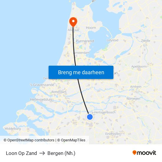 Loon Op Zand to Bergen (Nh.) map