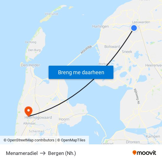 Menameradiel to Bergen (Nh.) map