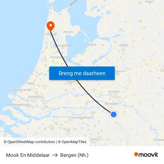 Mook En Middelaar to Bergen (Nh.) map