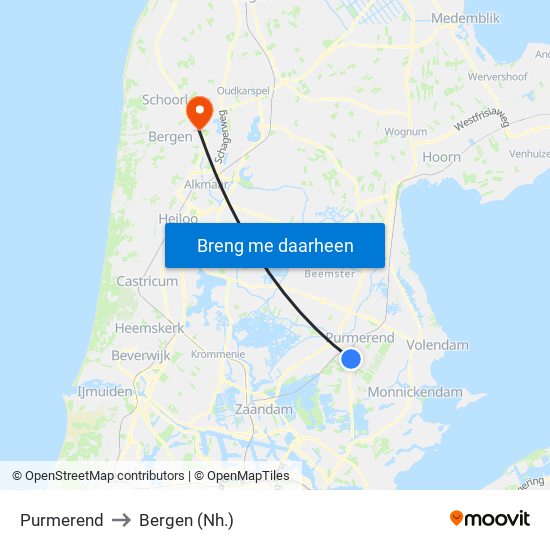 Purmerend to Bergen (Nh.) map