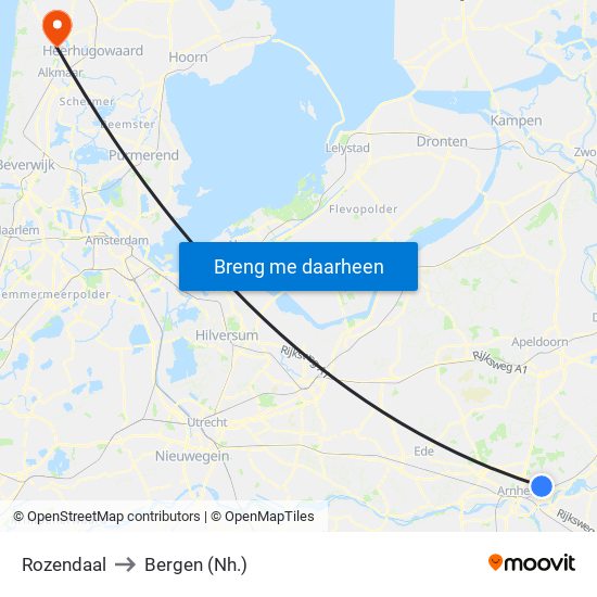 Rozendaal to Bergen (Nh.) map