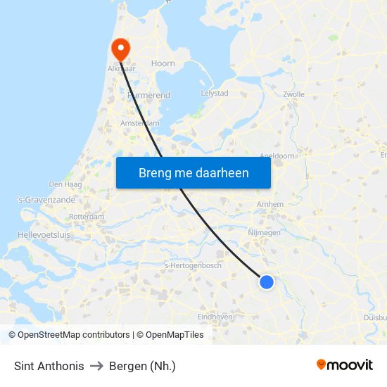 Sint Anthonis to Bergen (Nh.) map