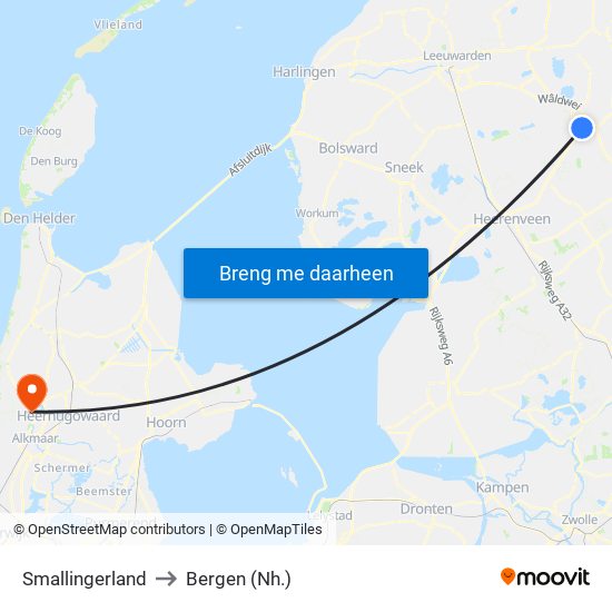 Smallingerland to Bergen (Nh.) map