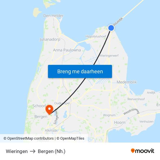 Wieringen to Bergen (Nh.) map