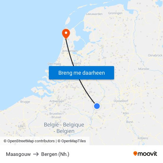 Maasgouw to Bergen (Nh.) map