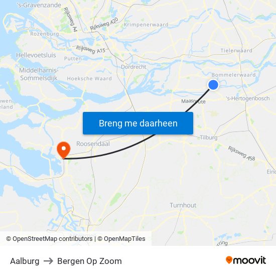Aalburg to Bergen Op Zoom map