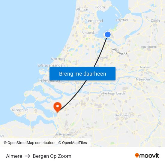 Almere to Bergen Op Zoom map