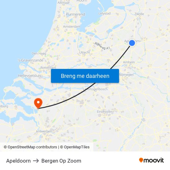 Apeldoorn to Bergen Op Zoom map