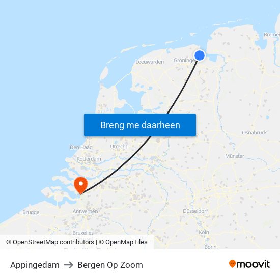 Appingedam to Bergen Op Zoom map