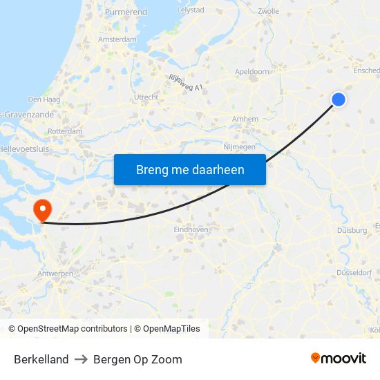 Berkelland to Bergen Op Zoom map