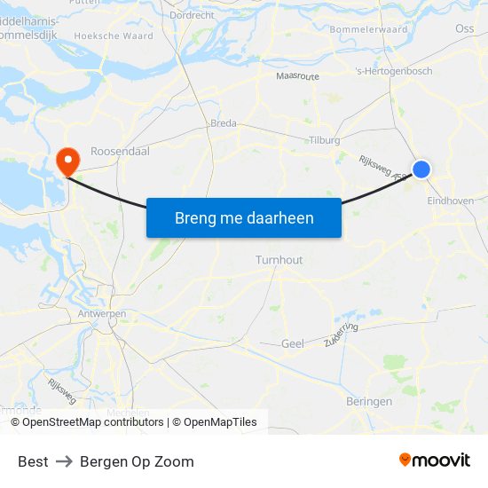 Best to Bergen Op Zoom map