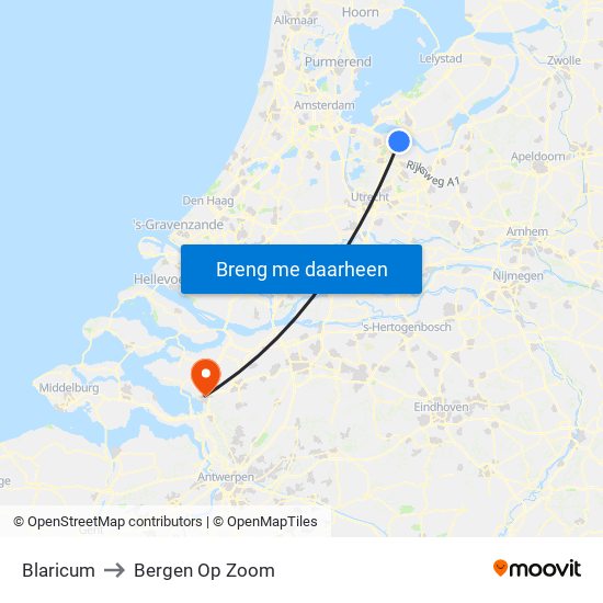 Blaricum to Bergen Op Zoom map