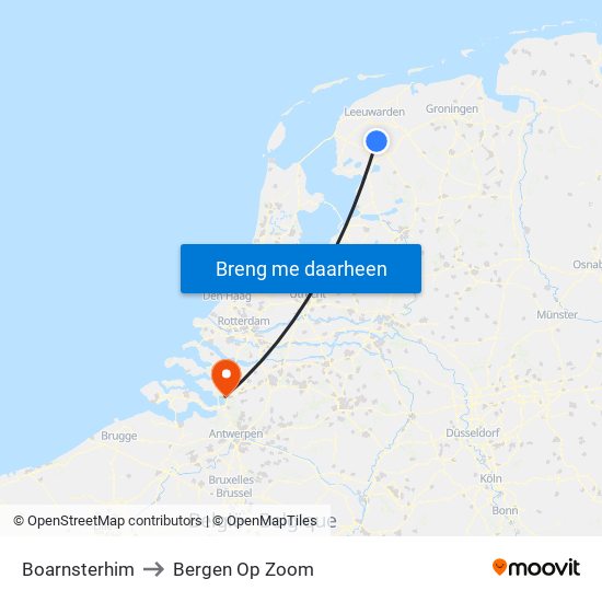 Boarnsterhim to Bergen Op Zoom map