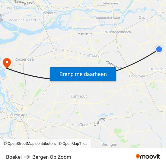 Boekel to Bergen Op Zoom map