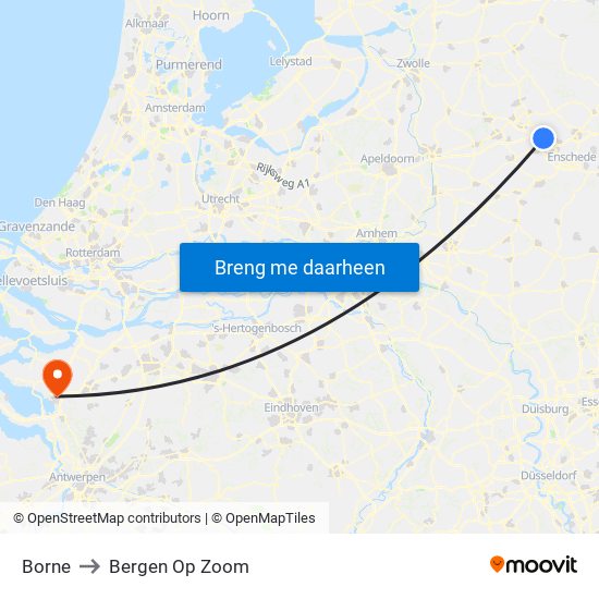 Borne to Bergen Op Zoom map