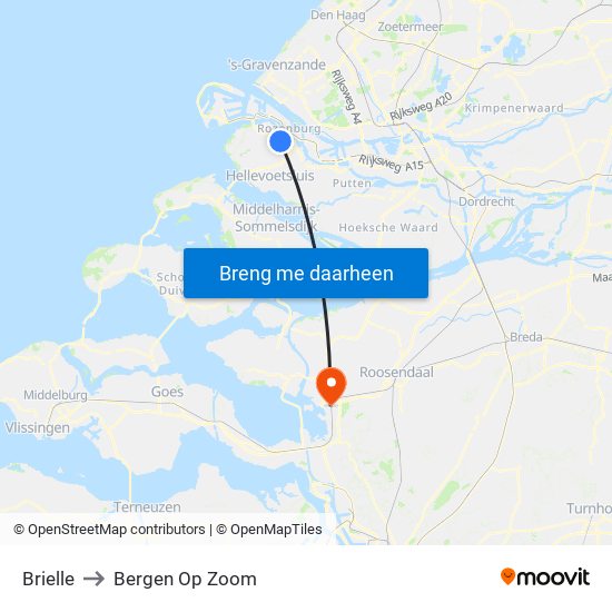 Brielle to Bergen Op Zoom map