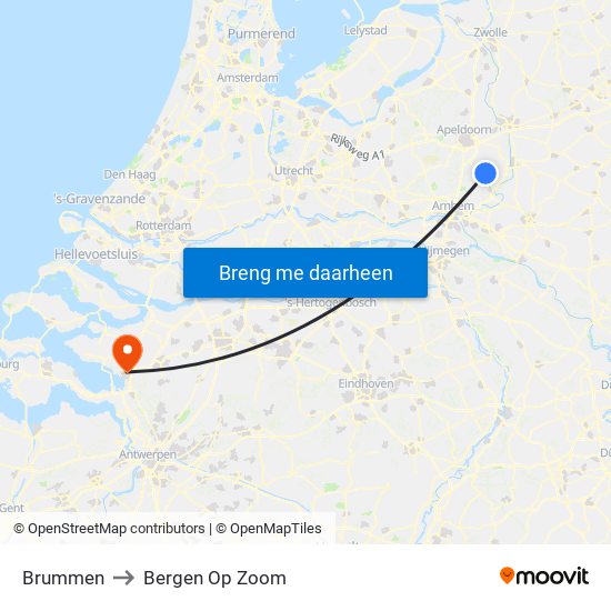 Brummen to Bergen Op Zoom map