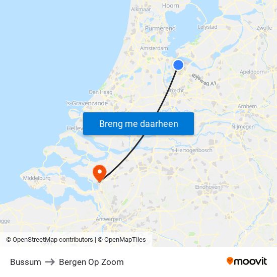 Bussum to Bergen Op Zoom map