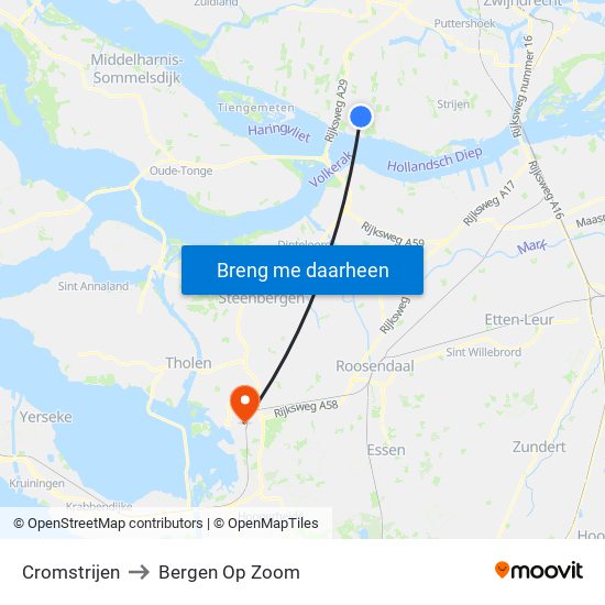 Cromstrijen to Bergen Op Zoom map