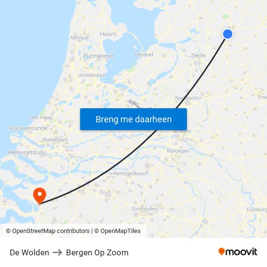 De Wolden to Bergen Op Zoom map