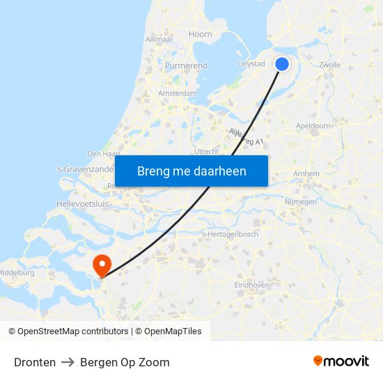 Dronten to Bergen Op Zoom map
