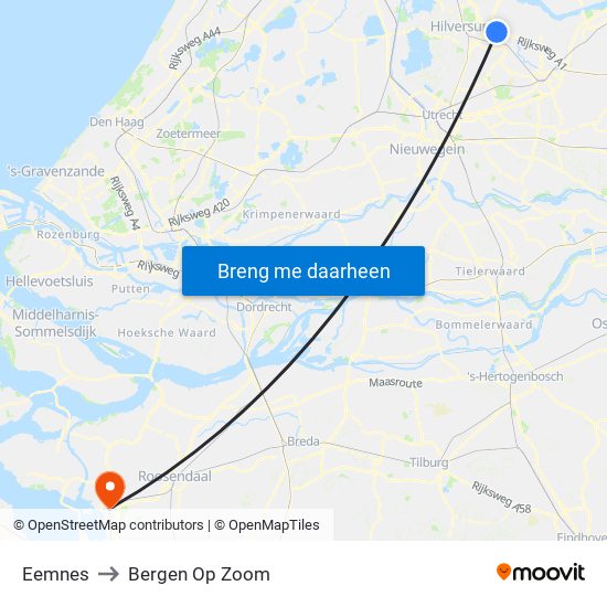 Eemnes to Bergen Op Zoom map