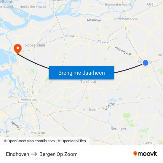 Eindhoven to Bergen Op Zoom map