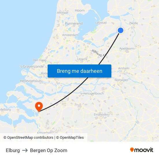 Elburg to Bergen Op Zoom map