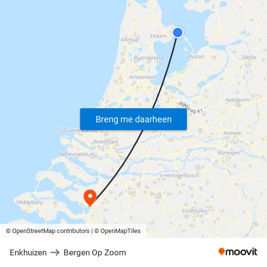 Enkhuizen to Bergen Op Zoom map