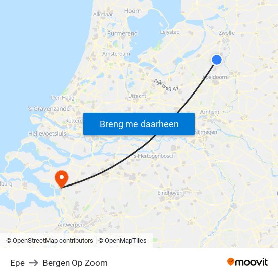 Epe to Bergen Op Zoom map