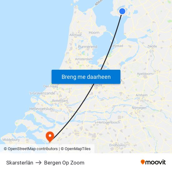Skarsterlân to Bergen Op Zoom map
