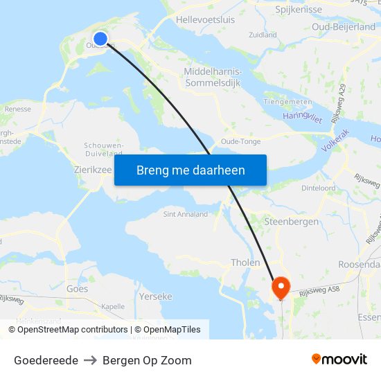 Goedereede to Bergen Op Zoom map