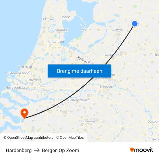 Hardenberg to Bergen Op Zoom map