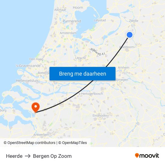 Heerde to Bergen Op Zoom map