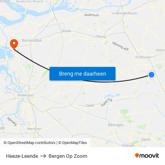 Heeze-Leende to Bergen Op Zoom map