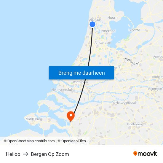 Heiloo to Bergen Op Zoom map