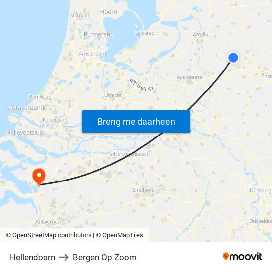 Hellendoorn to Bergen Op Zoom map